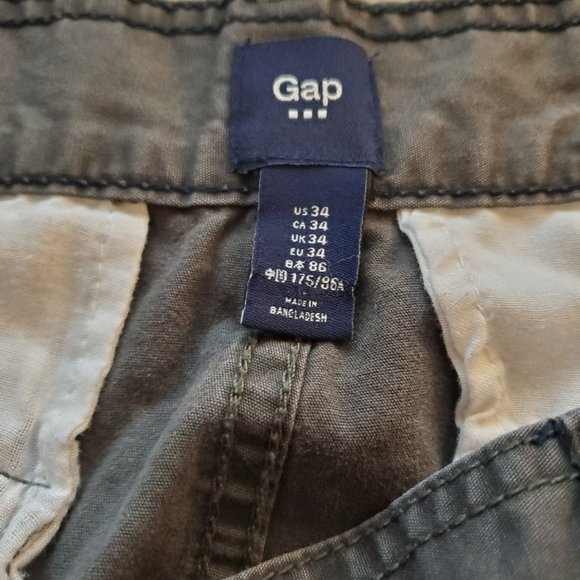 Gap Cargo Shorts Mens 34 Gray Green Snap Pockets 100% Cotton - Picture 9 of 9
